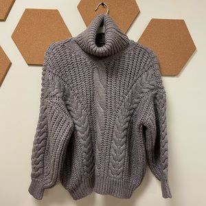 Oversize Turtleneck Sweater with Balloon Sleeves